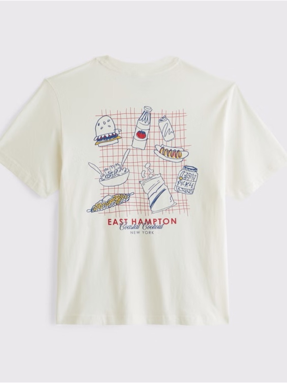 Abercrombie & Fitch Cream Short-Sleeve Tee with Picnic Graphic